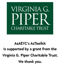 Logo for the Virginia Piper Charitable Trust, green background, white text